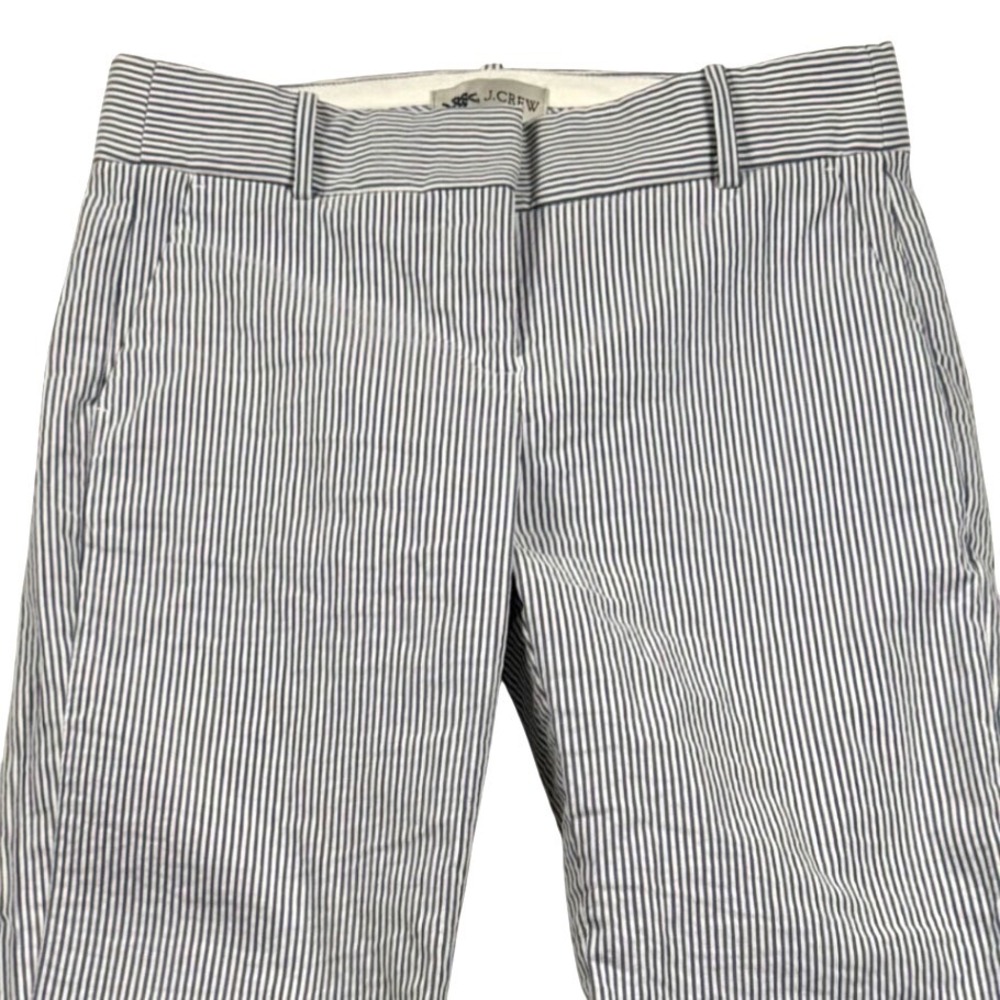 J Crew Cameron Slim Crop Pants Womens 4 Blue White Seersucker Stripe J3539